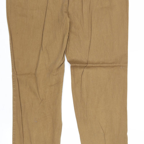 New Look Womens Brown Cotton Trousers Size 14 Regular Zip