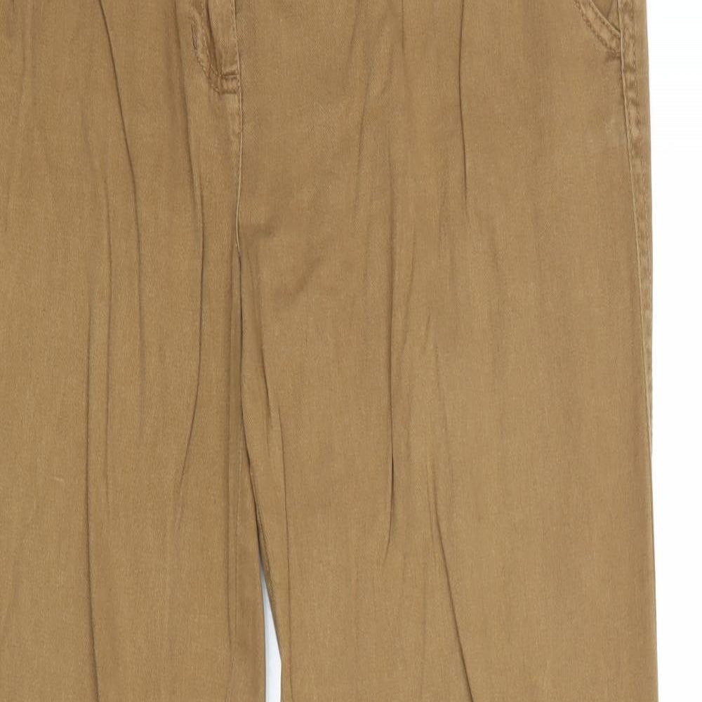 New Look Womens Brown Cotton Trousers Size 14 Regular Zip