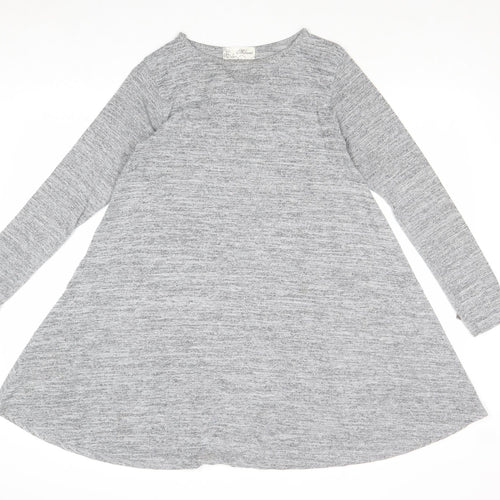 Mizumi Womens Grey Polyester Jumper Dress Size S Round Neck Pullover