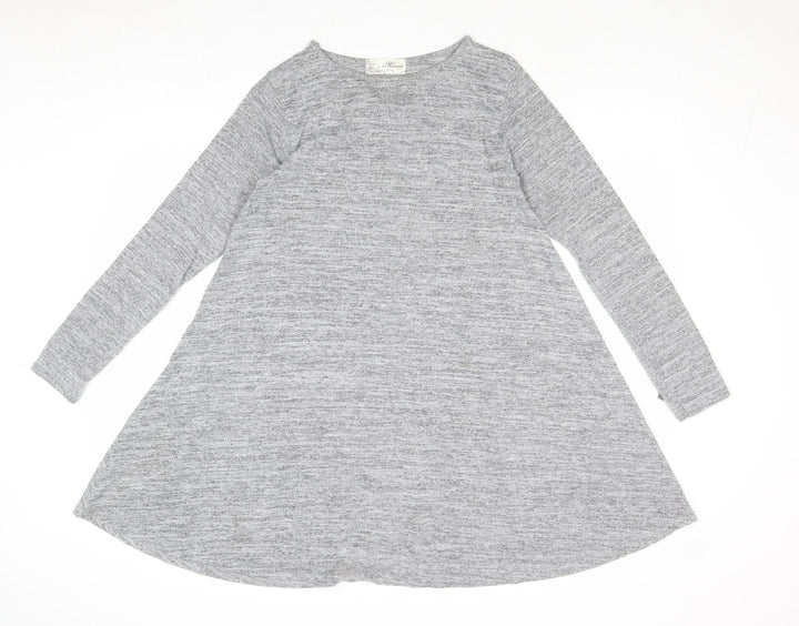 Mizumi Womens Grey Polyester Jumper Dress Size S Round Neck Pullover