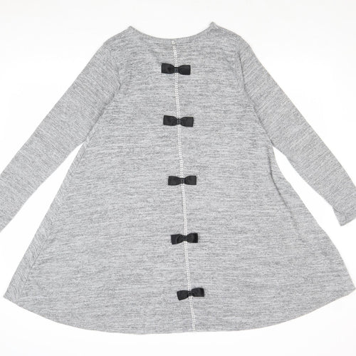 Mizumi Womens Grey Polyester Jumper Dress Size S Round Neck Pullover
