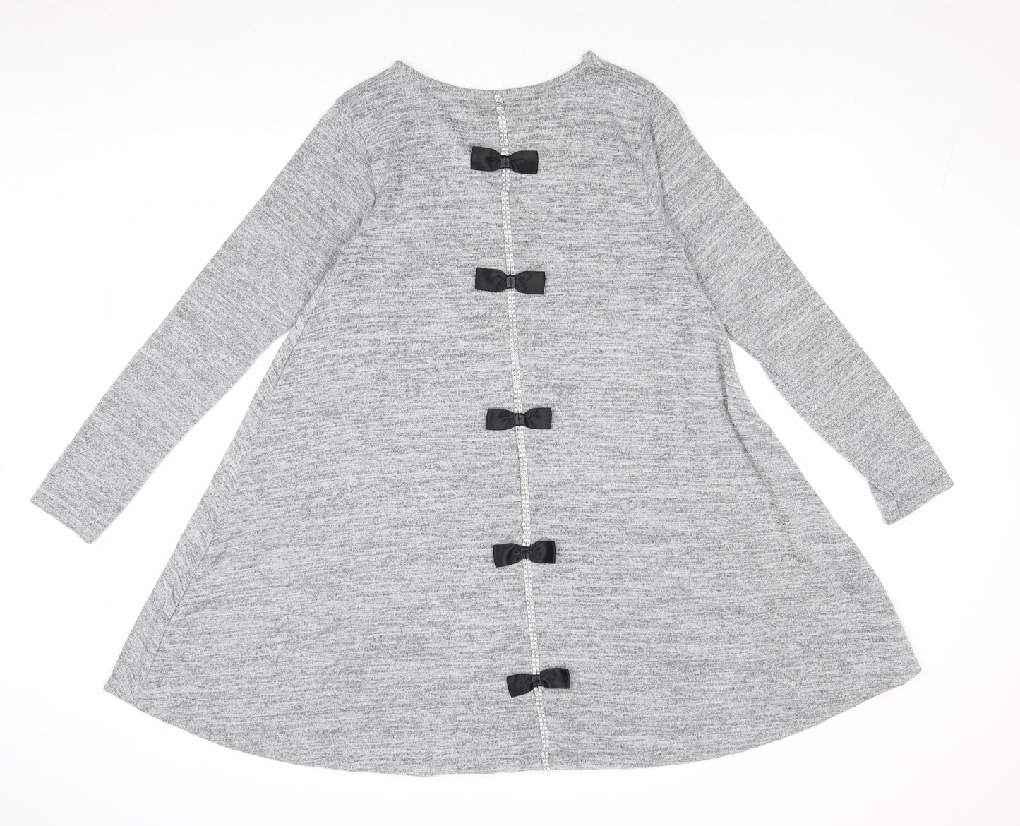 Mizumi Womens Grey Polyester Jumper Dress Size S Round Neck Pullover