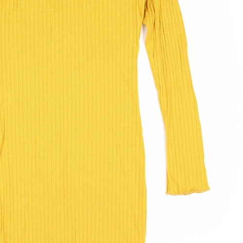 Preworn Womens Yellow Cotton Bodycon Size S Off the Shoulder Pullover