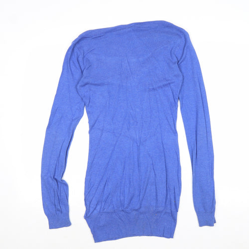 Divided by H&M Womens Blue V-Neck Viscose Pullover Jumper Size 6