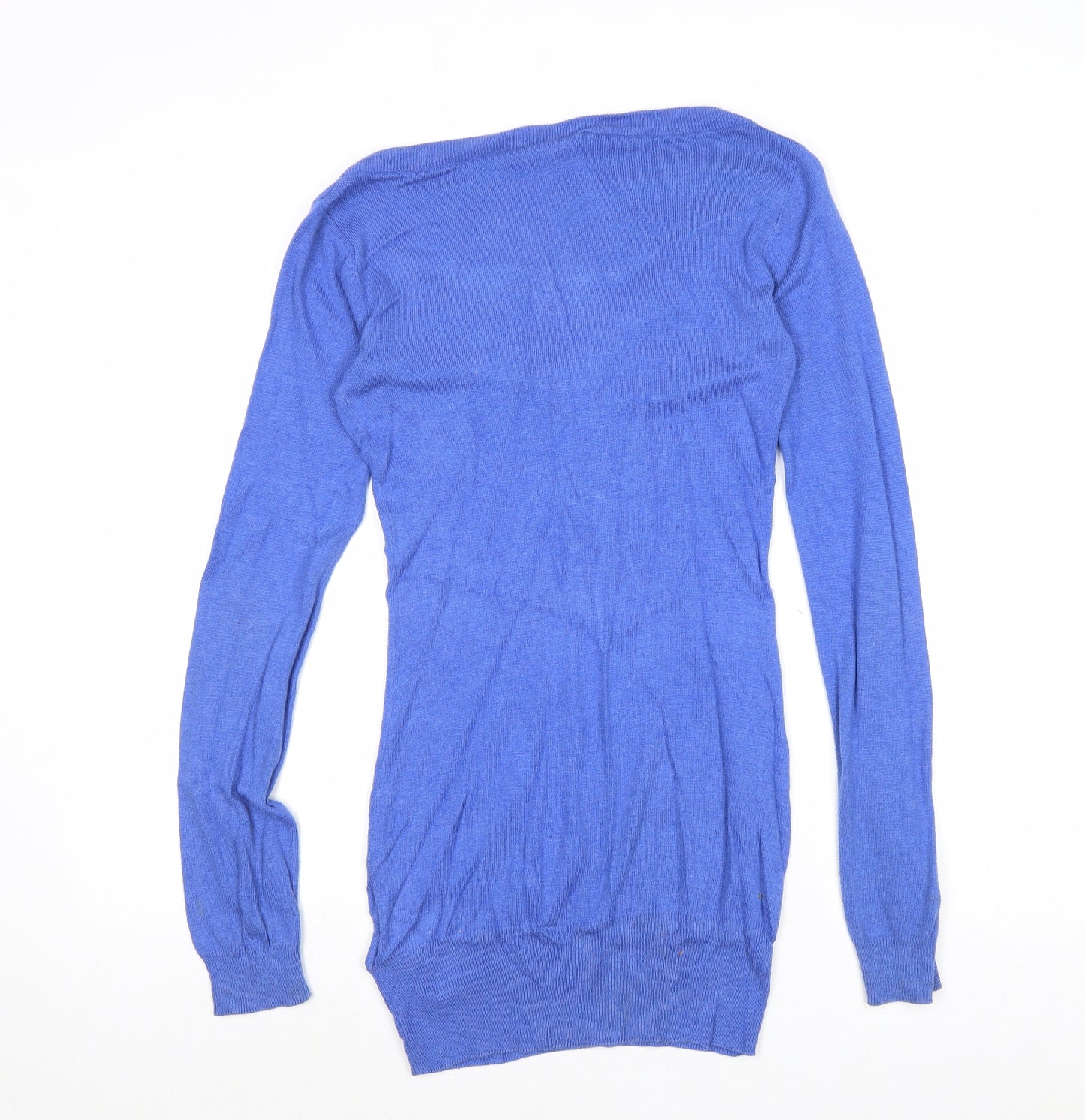 Divided by H&M Womens Blue V-Neck Viscose Pullover Jumper Size 6