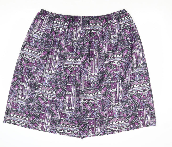 Preworn Womens Pink Geometric Polyester A-Line Skirt Size L