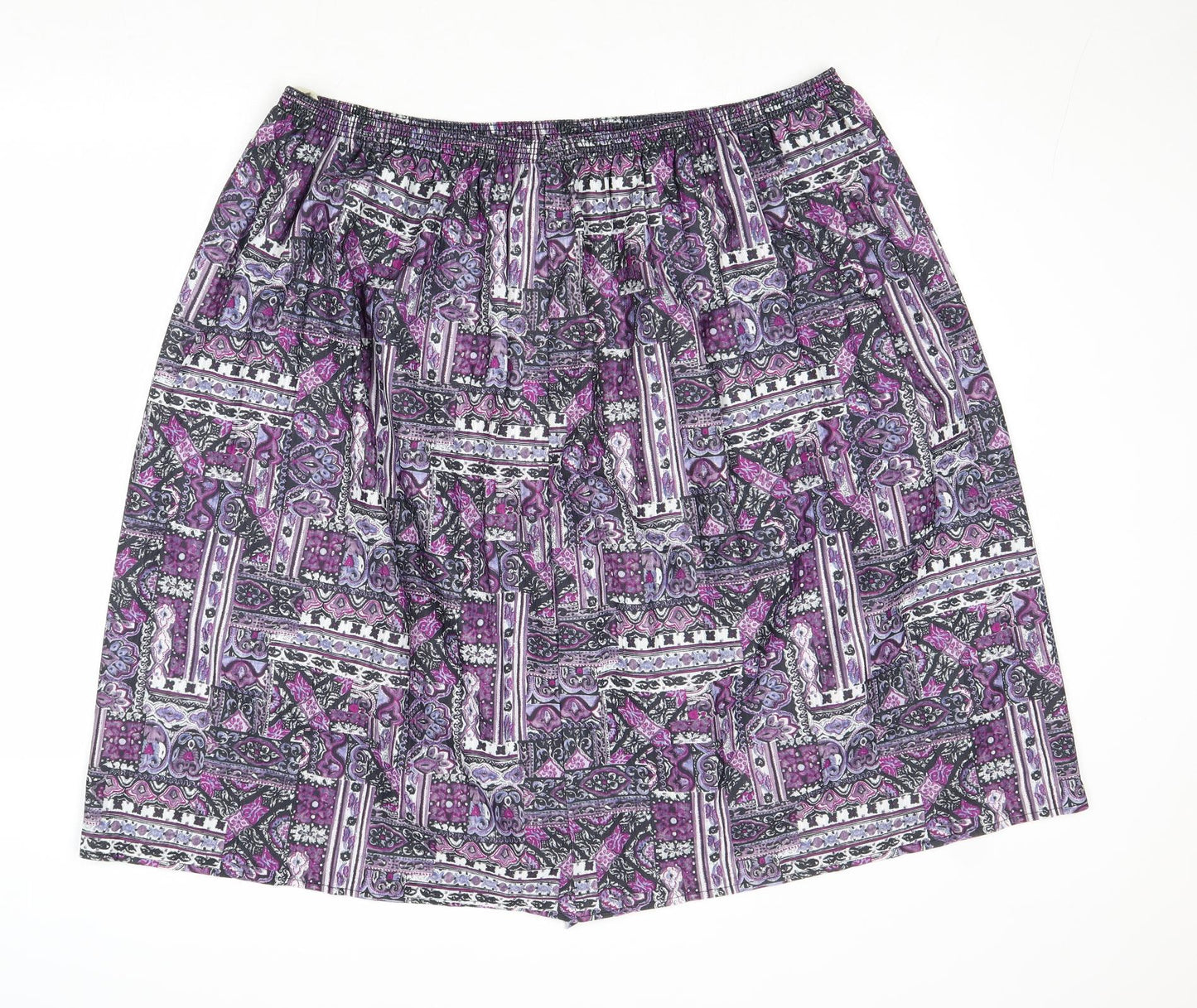 Preworn Womens Pink Geometric Polyester A-Line Skirt Size L
