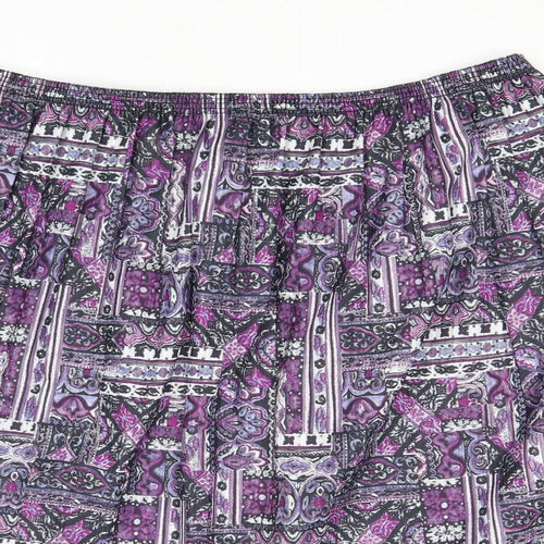 Preworn Womens Pink Geometric Polyester A-Line Skirt Size L
