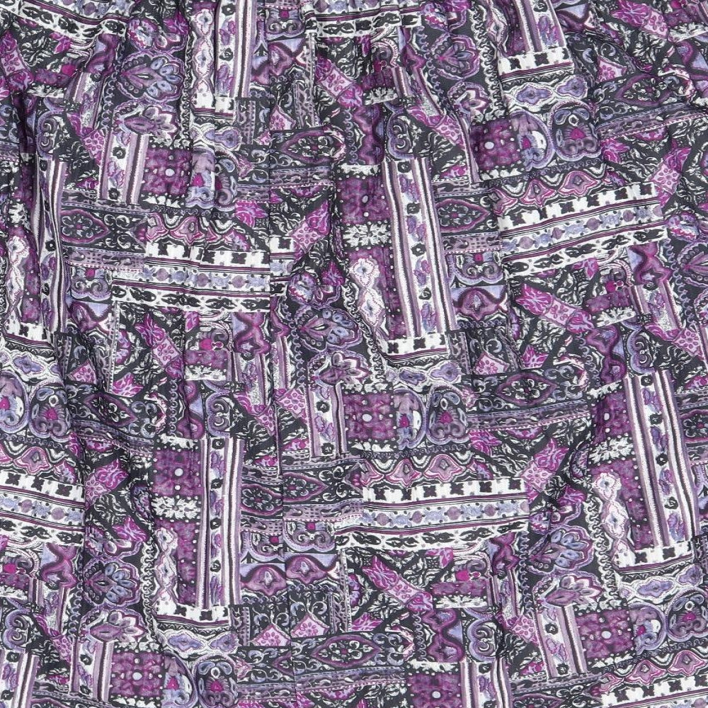 Preworn Womens Pink Geometric Polyester A-Line Skirt Size L