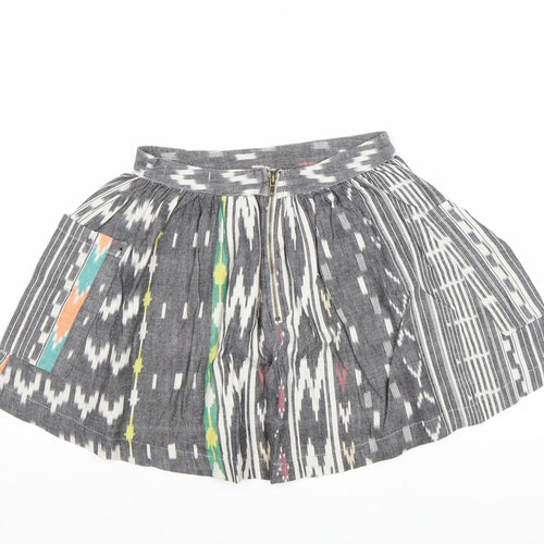 Atmosphere Womens Grey Geometric Cotton Skater Skirt Size 8 Zip