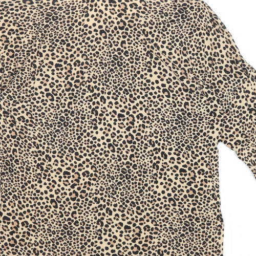 Divided by H&M Womens Brown Animal Print Viscose Basic Blouse Size 6 Boat Neck - Leopard Pattern