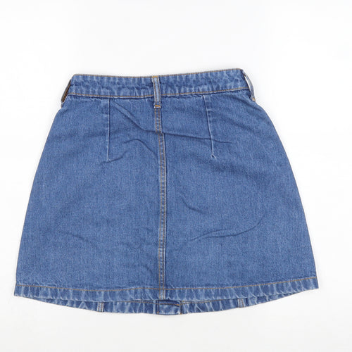 Divided by H&M Womens Blue Cotton A-Line Skirt Size 8 Button