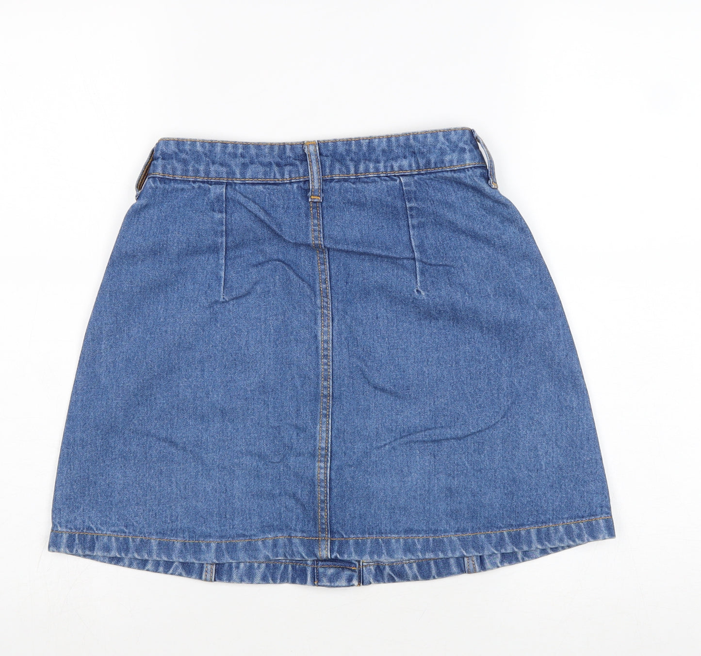Divided by H&M Womens Blue Cotton A-Line Skirt Size 8 Button