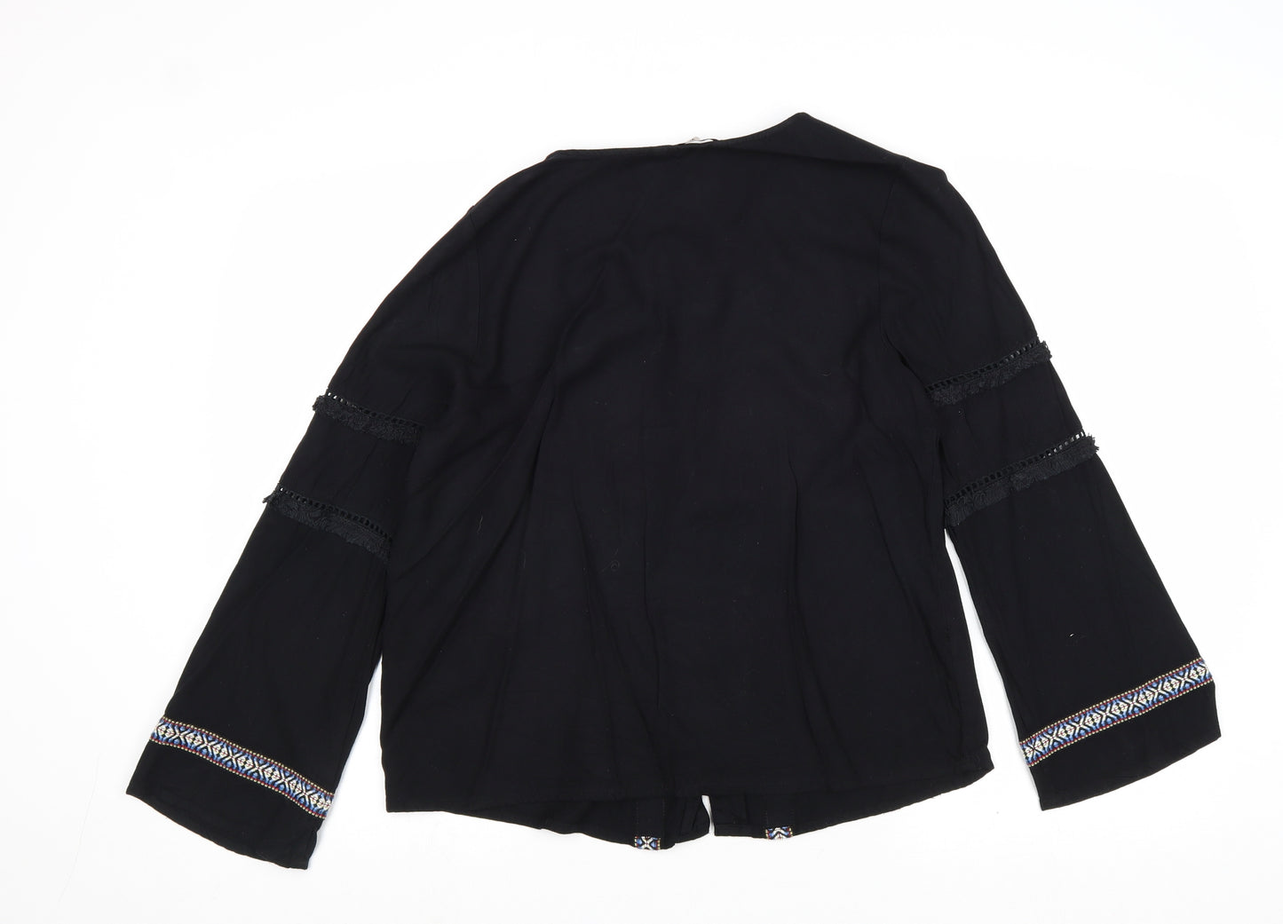 TU Womens Black Viscose Basic Blouse Size 12 V-Neck
