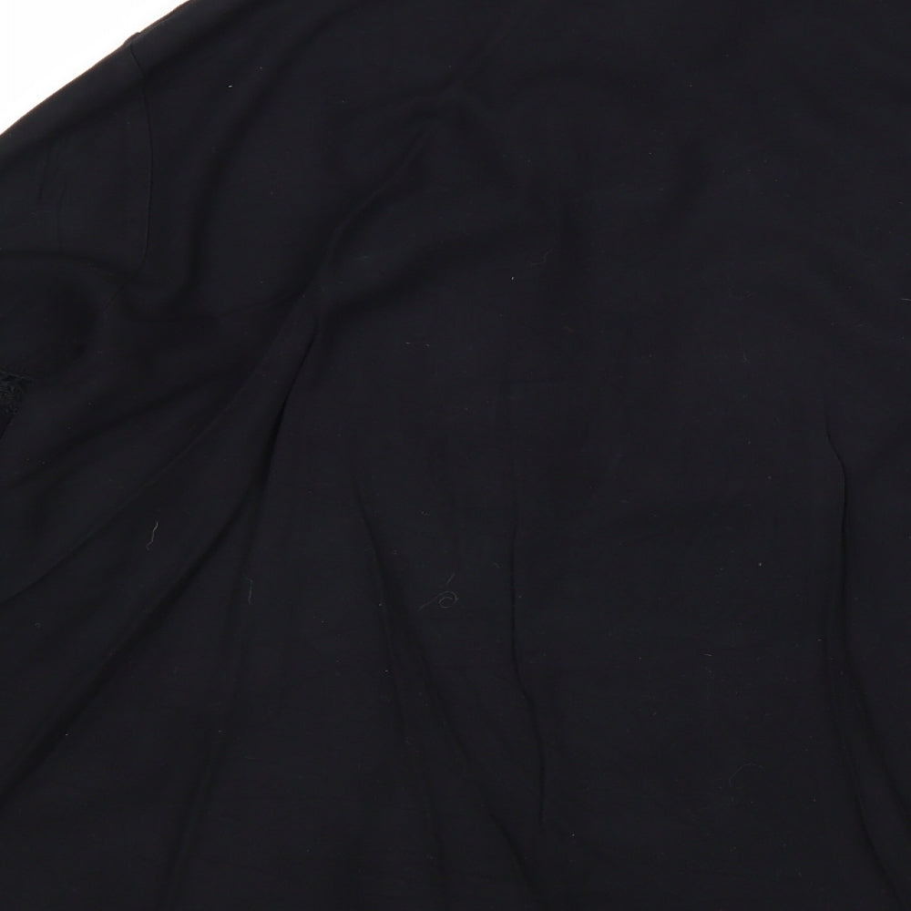 TU Womens Black Viscose Basic Blouse Size 12 V-Neck