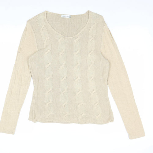 Country Casuals Womens Beige Scoop Neck Acrylic Pullover Jumper Size L