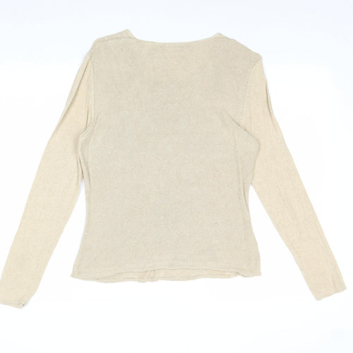 Country Casuals Womens Beige Scoop Neck Acrylic Pullover Jumper Size L
