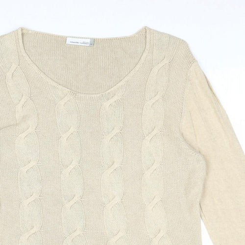 Country Casuals Womens Beige Scoop Neck Acrylic Pullover Jumper Size L