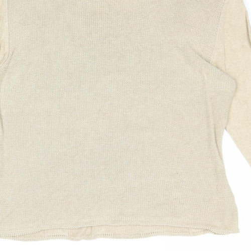 Country Casuals Womens Beige Scoop Neck Acrylic Pullover Jumper Size L