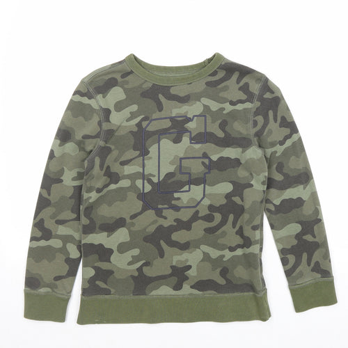 H&M Boys Green Camouflage Cotton Pullover Sweatshirt Size M Pullover - G