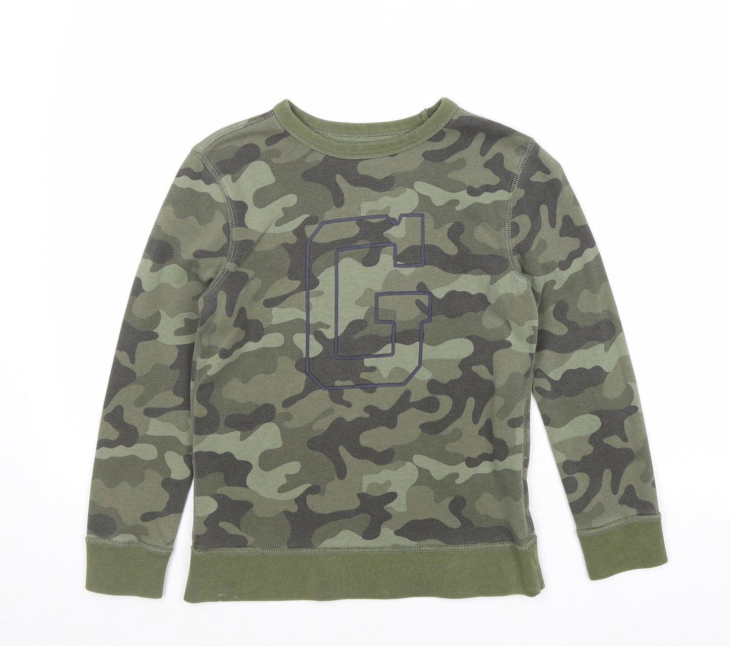 H&M Boys Green Camouflage Cotton Pullover Sweatshirt Size M Pullover - G