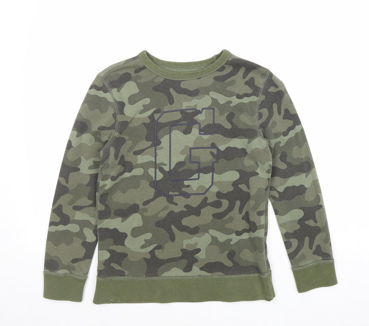 H&M Boys Green Camouflage Cotton Pullover Sweatshirt Size M Pullover - G