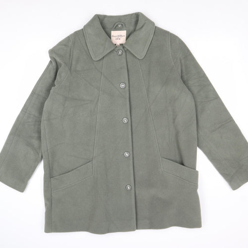 EWM Womens Green Overcoat Coat Size 16 Button