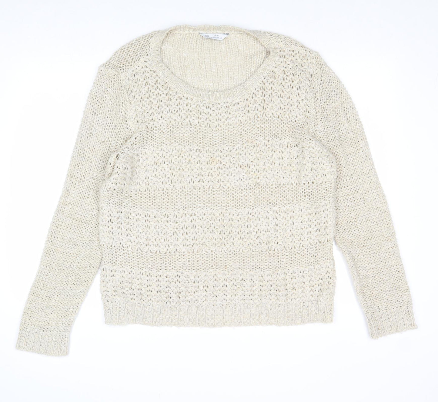 BHS Womens Beige Round Neck Acrylic Pullover Jumper Size 20