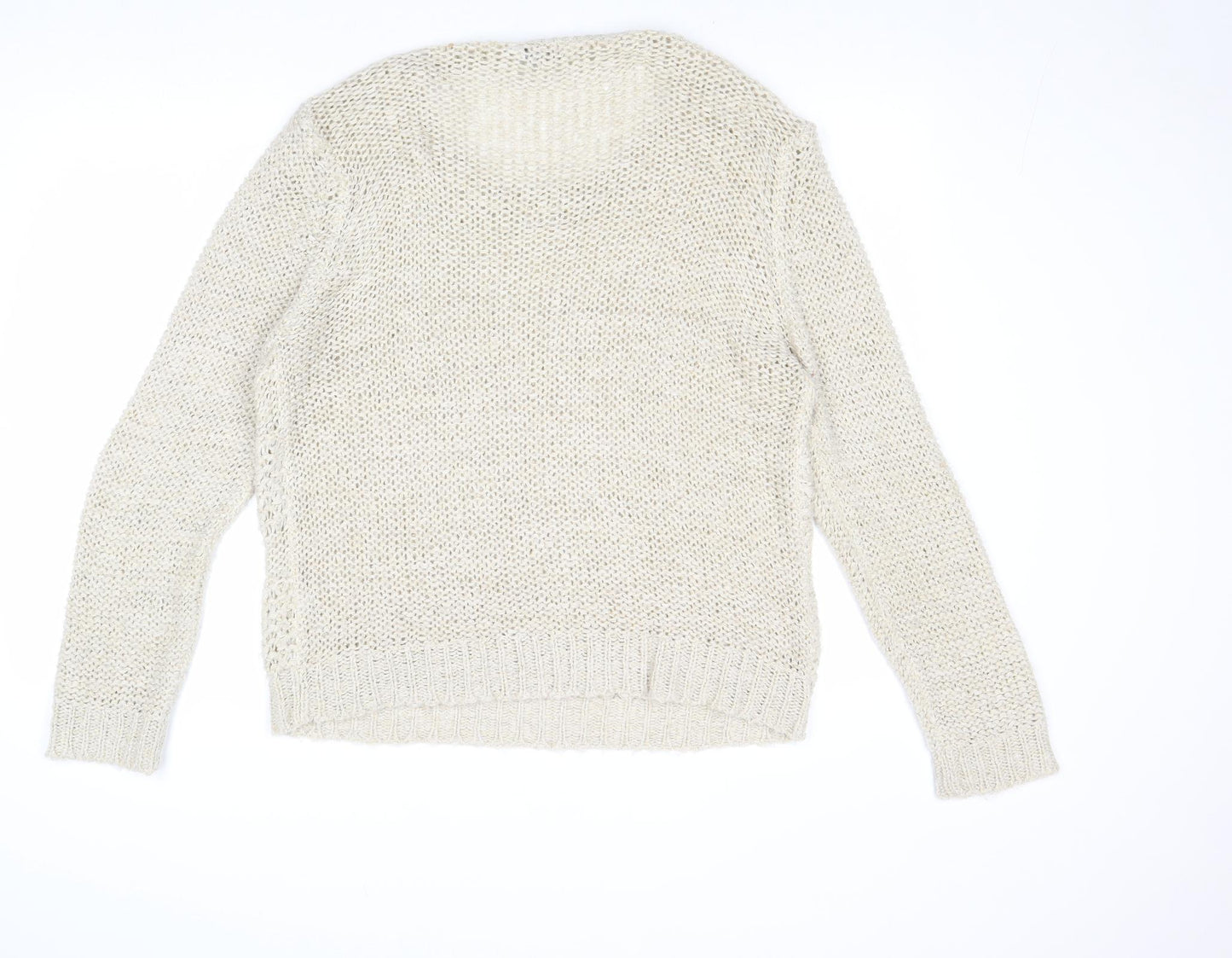 BHS Womens Beige Round Neck Acrylic Pullover Jumper Size 20