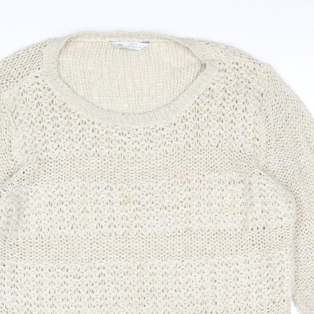 BHS Womens Beige Round Neck Acrylic Pullover Jumper Size 20