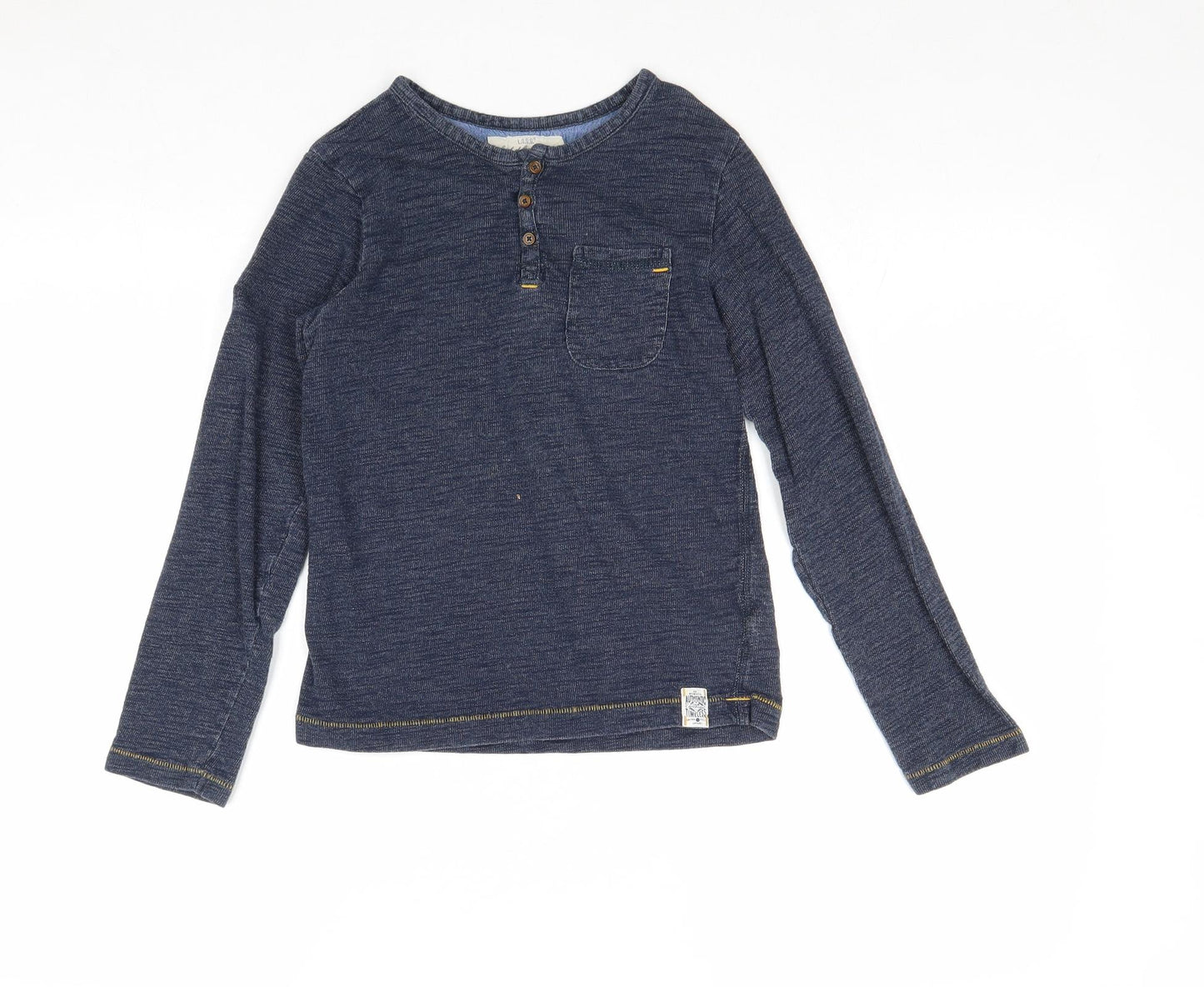 L.O.G.G Boys Blue 100% Cotton Basic T-Shirt Size 9-10 Years Round Neck Button