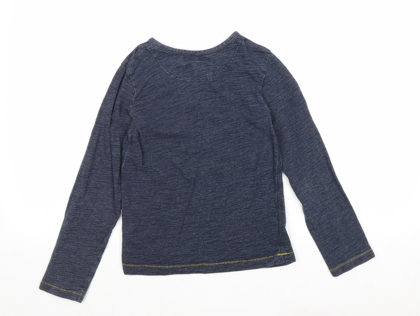 L.O.G.G Boys Blue 100% Cotton Basic T-Shirt Size 9-10 Years Round Neck Button