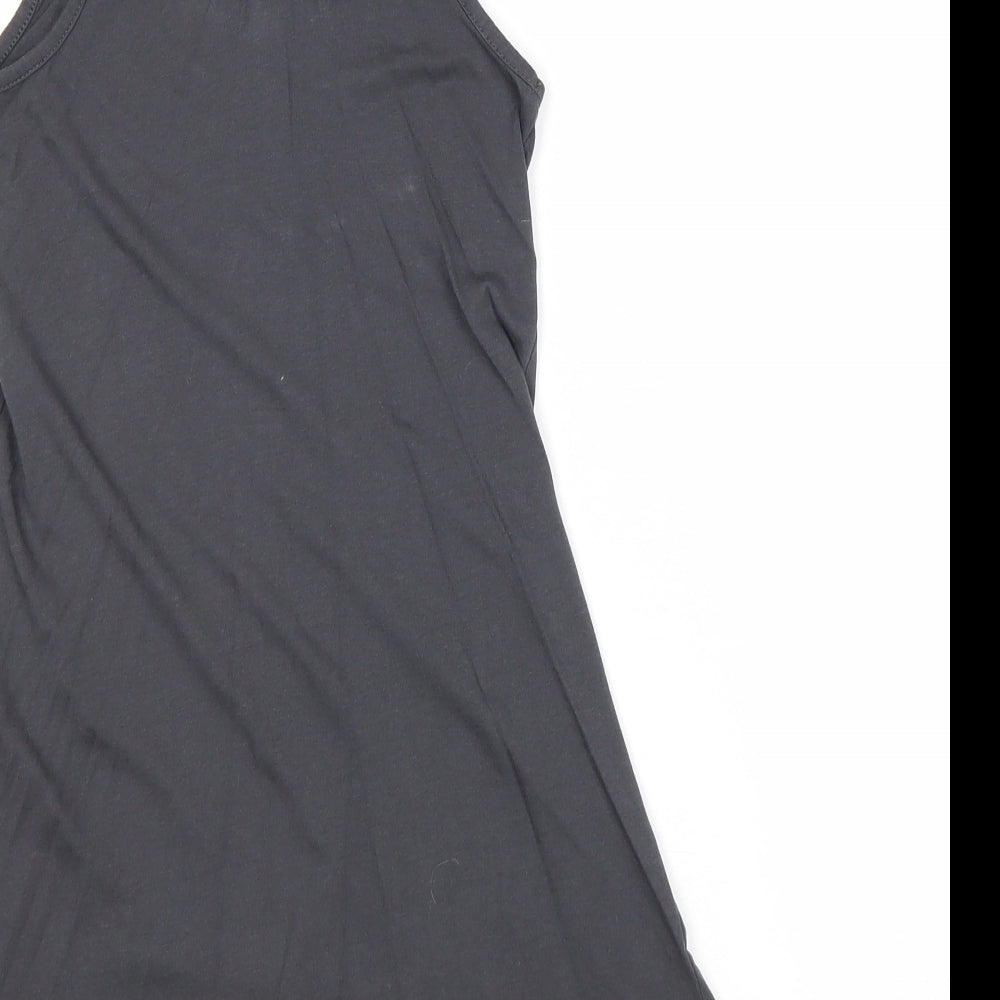 NEXT Girls Grey 100% Cotton Tank Dress Size 8 Years Round Neck Pullover