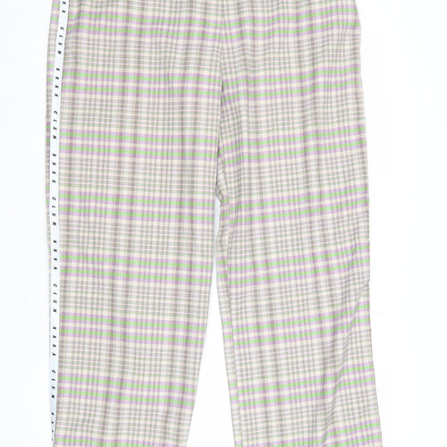 COLLUSION Womens Multicoloured Plaid Cotton Trousers Size 16 Regular Zip - Side Stripe Detail