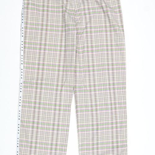 COLLUSION Womens Multicoloured Plaid Cotton Trousers Size 16 Regular Zip - Side Stripe Detail