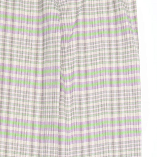 COLLUSION Womens Multicoloured Plaid Cotton Trousers Size 16 Regular Zip - Side Stripe Detail