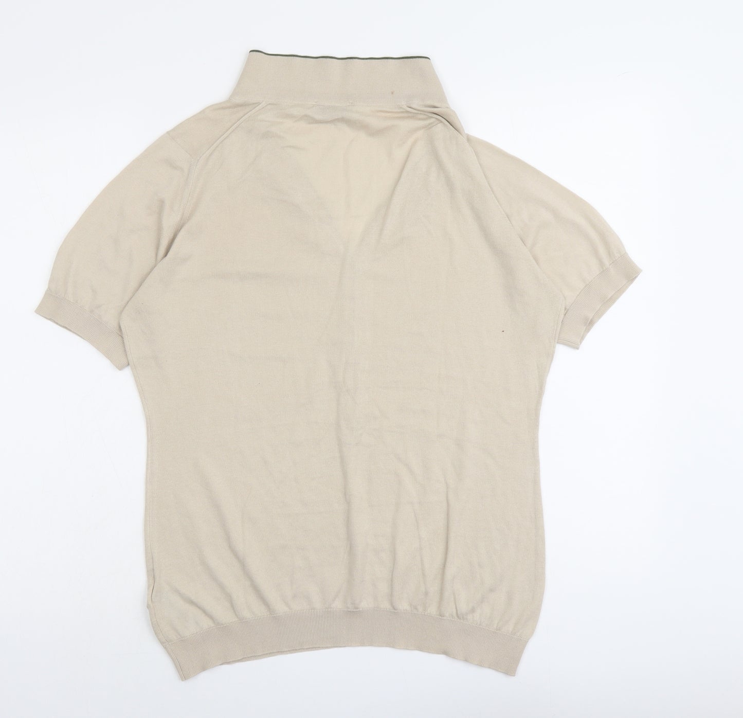 John Smedley Womens Beige Collared Cotton Pullover Jumper Size L