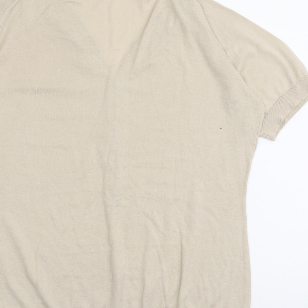John Smedley Womens Beige Collared Cotton Pullover Jumper Size L