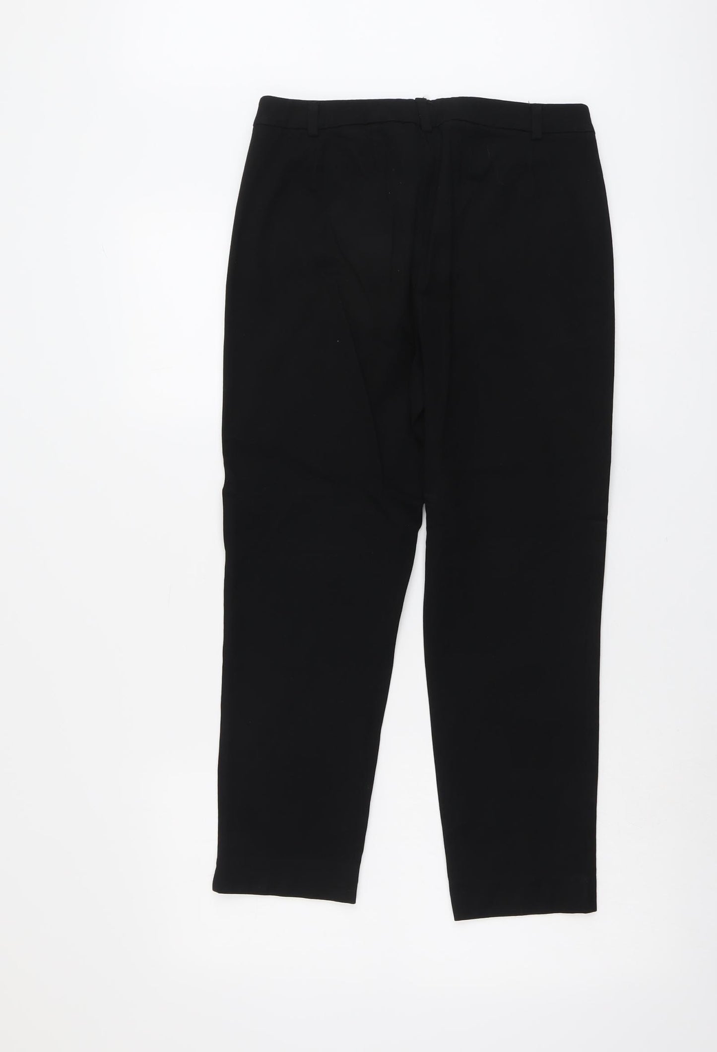 Marks and Spencer Womens Black Viscose Trousers Size 10 L24 in Regular Button