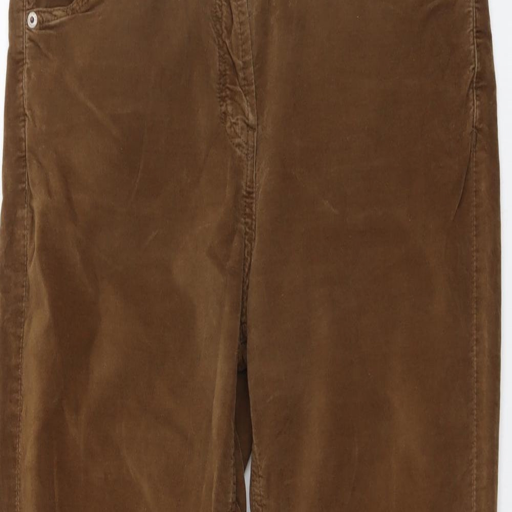 Wrap Womens Brown Cotton Trousers Size 30 in L28 in Slim Button - Ruched Leg