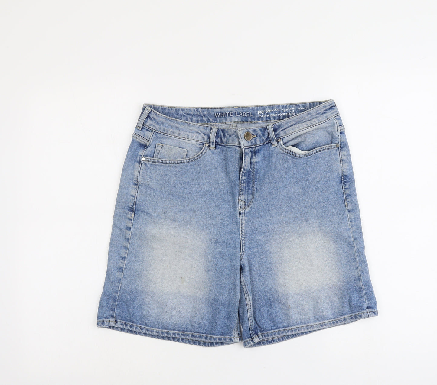 White Label Womens Blue Cotton Boyfriend Shorts Size 12 L6 in Regular Button