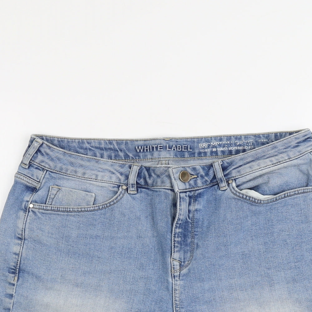 White Label Womens Blue Cotton Boyfriend Shorts Size 12 L6 in Regular Button