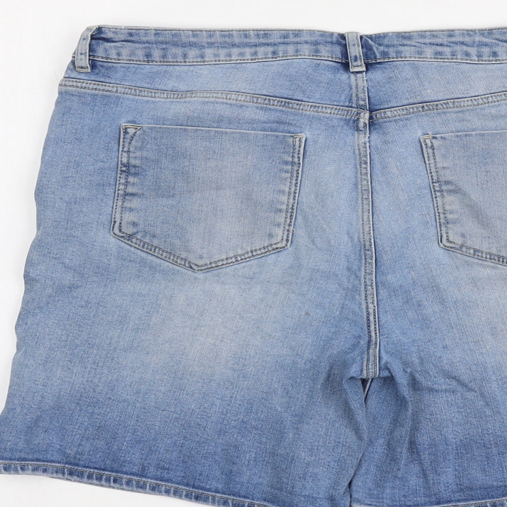 White Label Womens Blue Cotton Boyfriend Shorts Size 12 L6 in Regular Button