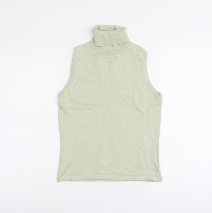 Etoile Womens Green Viscose Basic Tank Size M Roll Neck