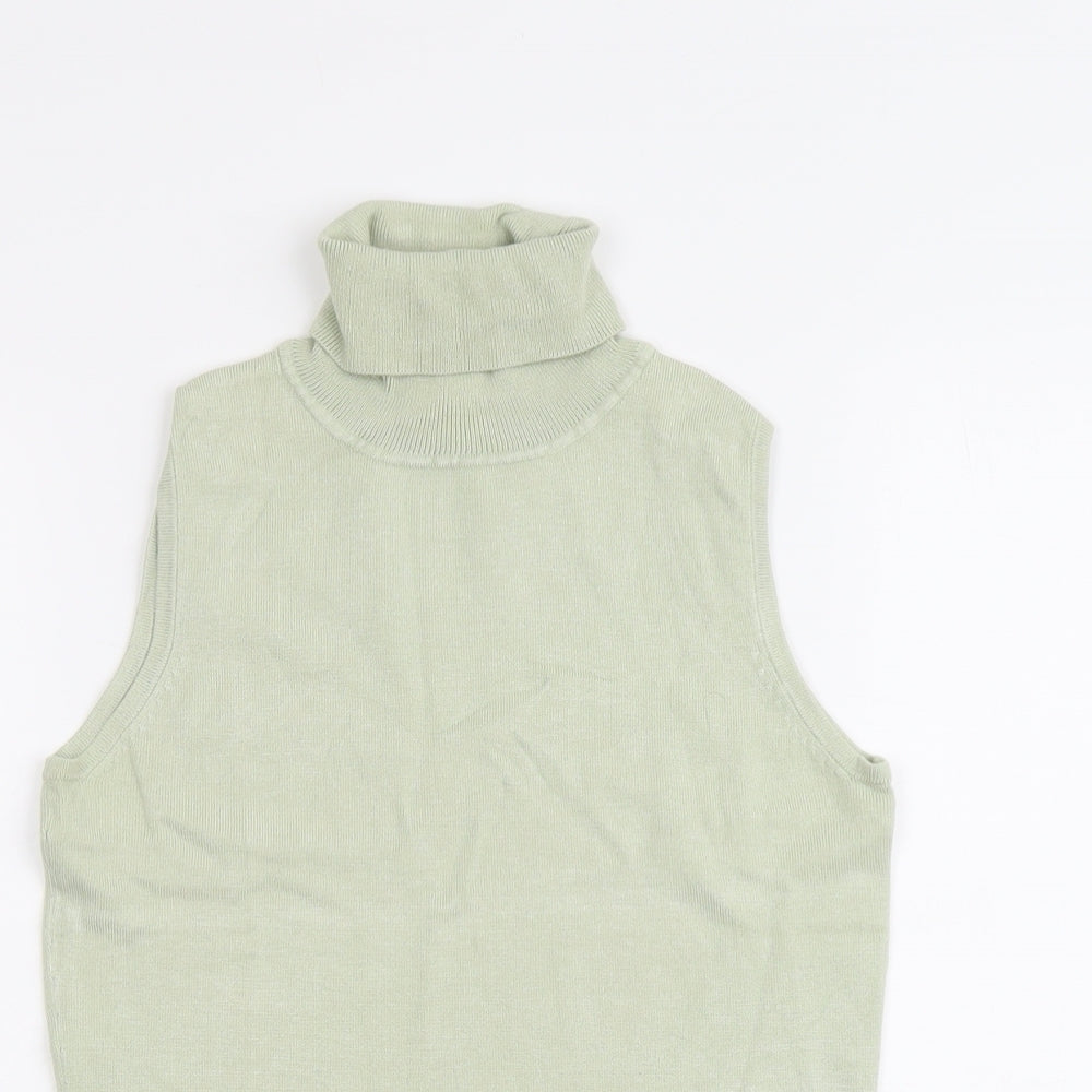 Etoile Womens Green Viscose Basic Tank Size M Roll Neck