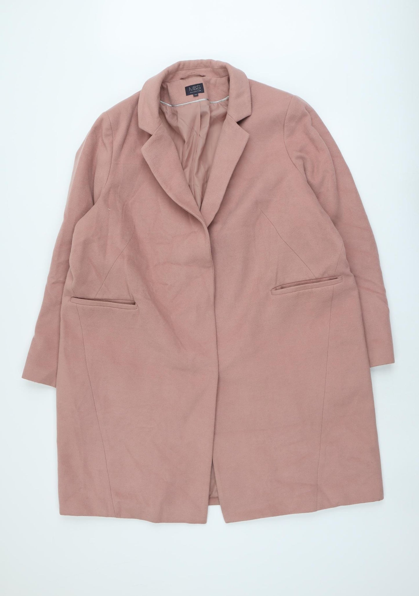 Marks and Spencer Womens Pink Overcoat Coat Size 22 Button