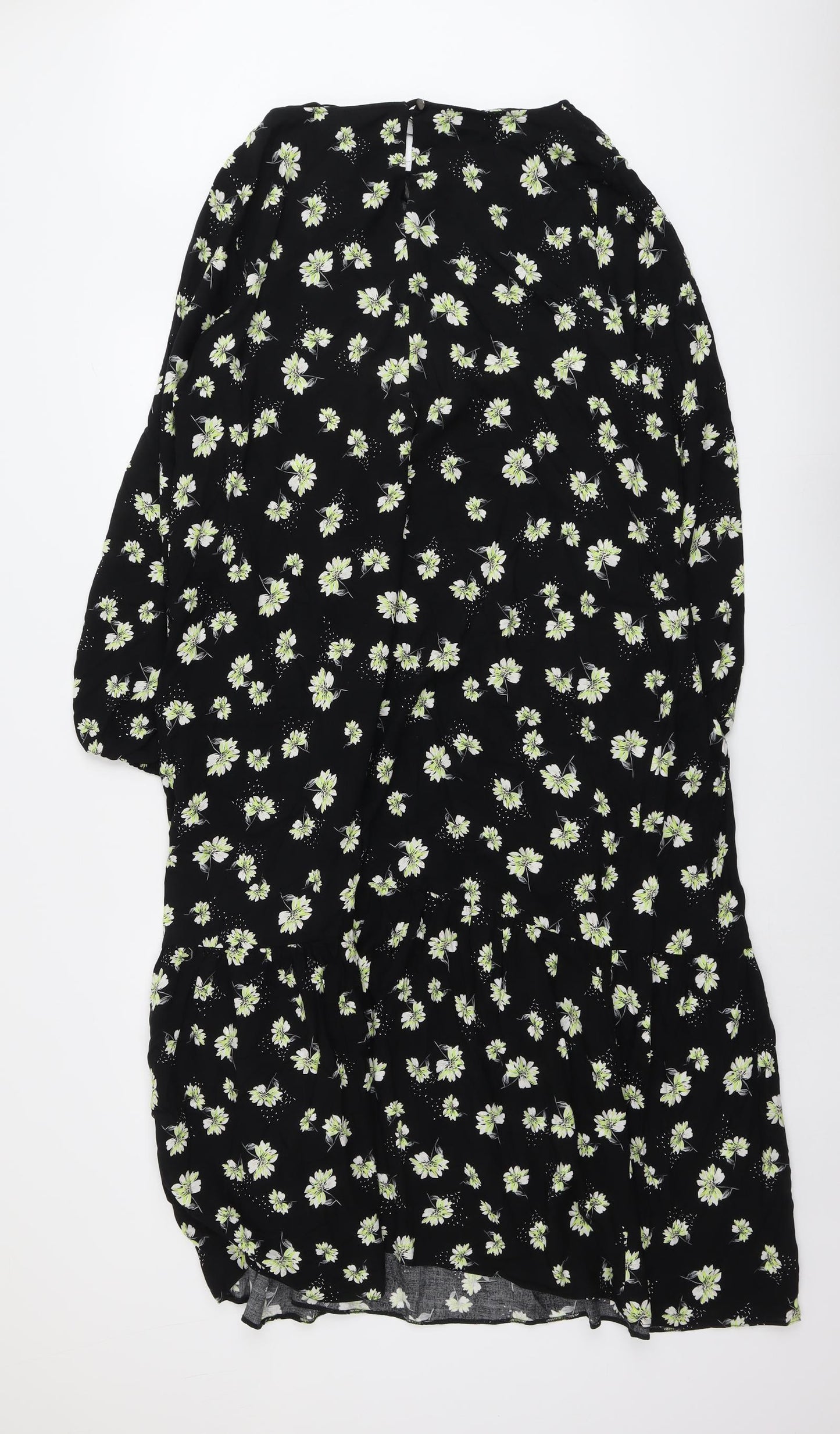 Evans Womens Black Floral Viscose Trapeze & Swing Size 20 Round Neck Button