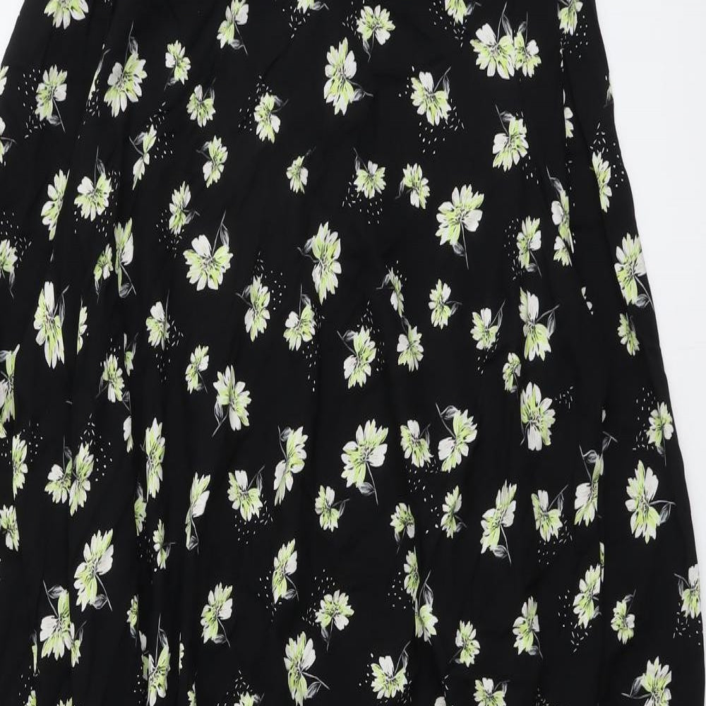 Evans Womens Black Floral Viscose Trapeze & Swing Size 20 Round Neck Button
