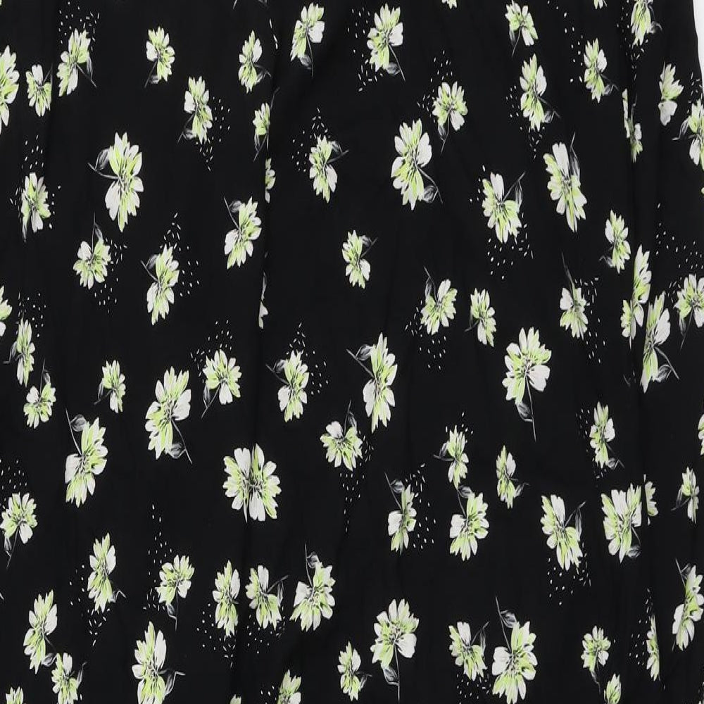Evans Womens Black Floral Viscose Trapeze & Swing Size 20 Round Neck Button