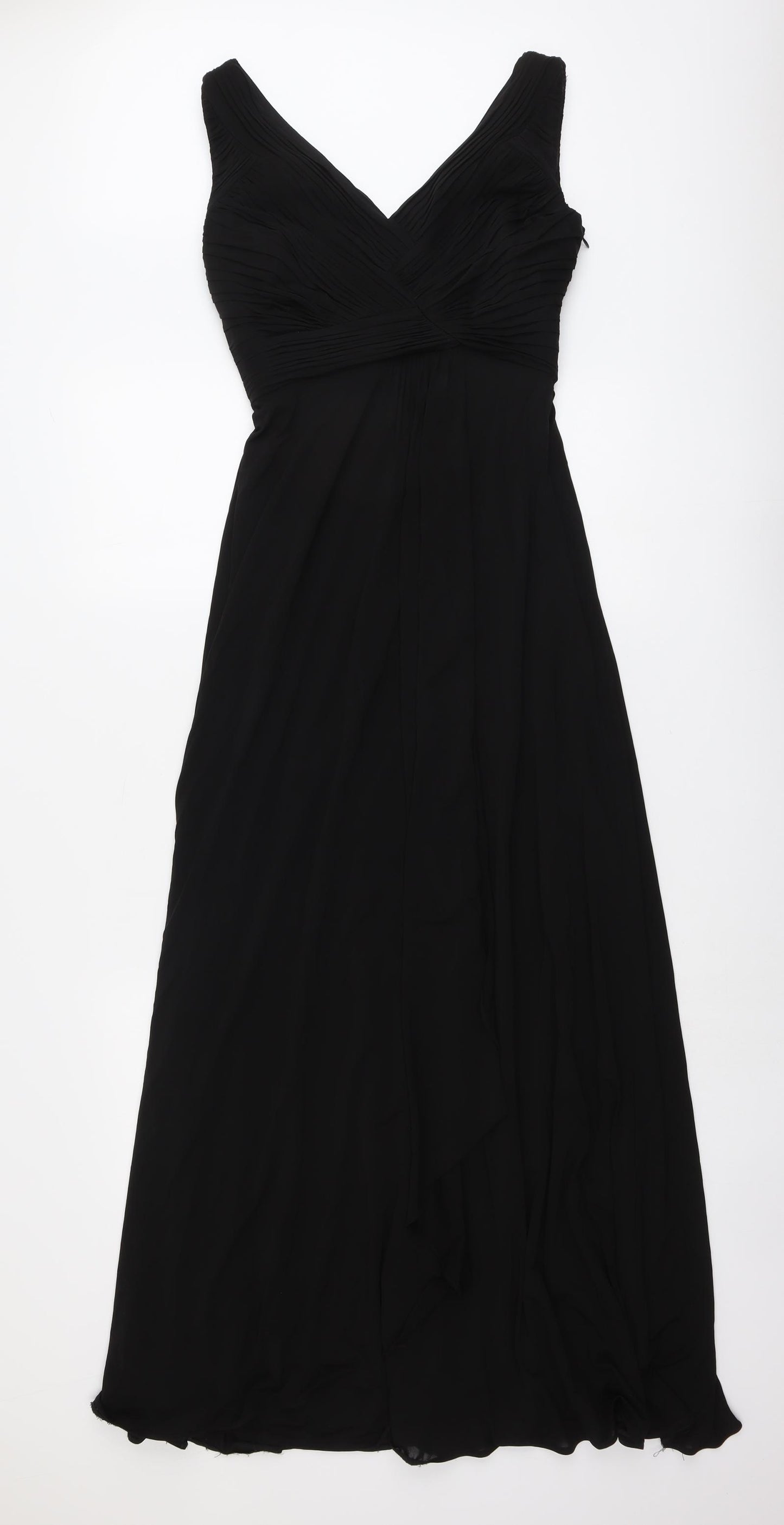Coast Womens Black Polyester Ball Gown Size 12 V-Neck Zip